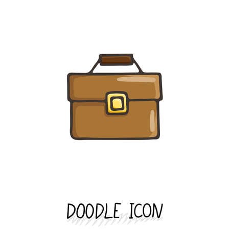 Business suitcase icon in a hand drawn doodle style.のイラスト素材