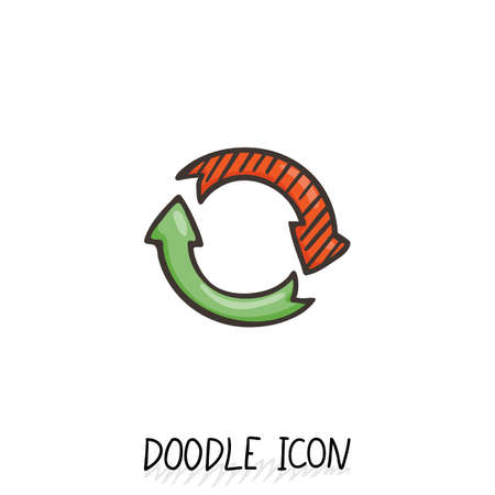 Doodle circle arrow icon. Eco, recycle pictogram. Repeat cycle.のイラスト素材