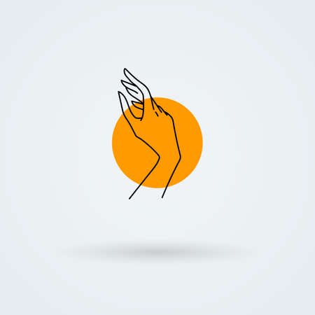 Vector icons with a graceful female hand in a beautiful setting.のイラスト素材