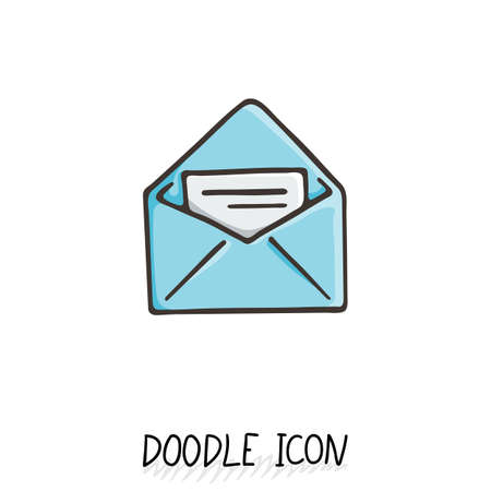 Email doodle icon. Vector pictogram. Delivery and sending mail.のイラスト素材