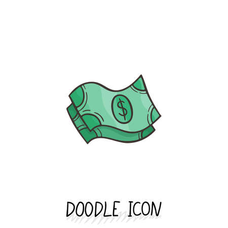 Vector doodle banknotes icon. Bill pictogram.のイラスト素材