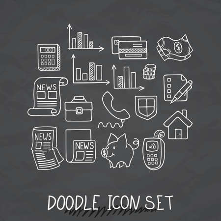 Set of Universal Doodle Icons. Variety of Topics. Protection and Money.のイラスト素材
