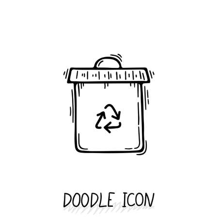 Doodle recycle bin icon. Trash can. Eco pictogram.のイラスト素材
