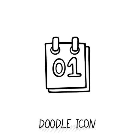 Doodle calendar icon. Vector illustration. Tear-off calendar.のイラスト素材