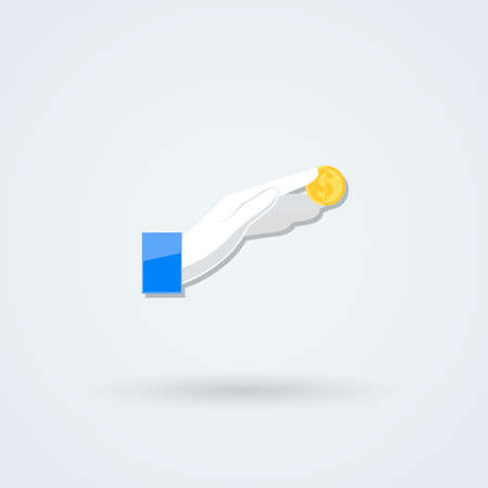 Vector icon with hand holding the coins and credit cards.のイラスト素材