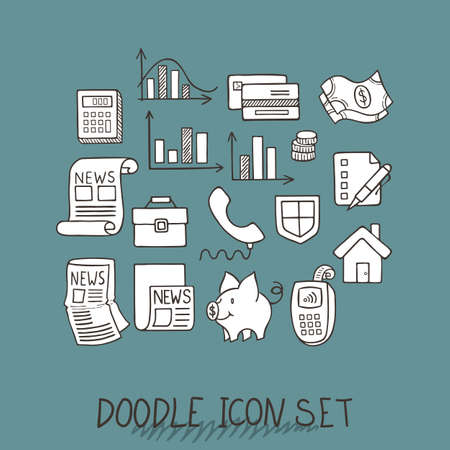 Set of Universal Doodle Icons. Variety of Topics. Protection and Money.のイラスト素材