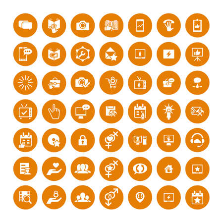 Set of 49 Universal Icons. Simple Flat Style. Business, internet, web design.のイラスト素材