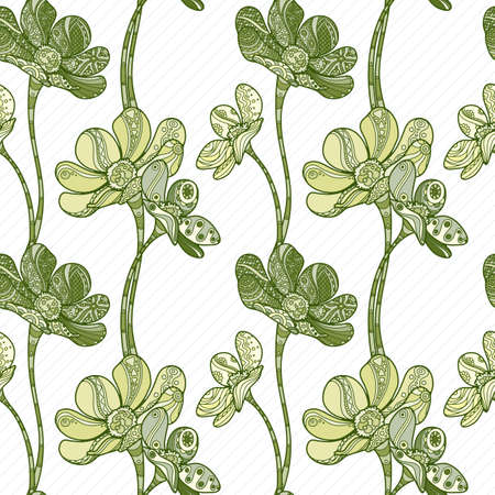 Vector Seamless Floral Zentangle Pattern. Ornate endless ornament.のイラスト素材