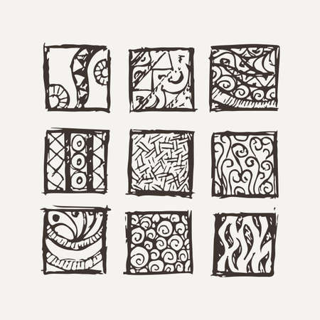 Set of blocks in the style of Mayaのイラスト素材