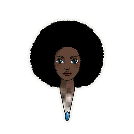 Portrait of a woman with dandelion hair in the style of an African. Vector.のイラスト素材