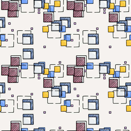 Hand drawn doodle seamless pattern. Vector geometric endless ornament.のイラスト素材