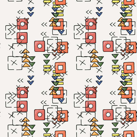 Hand drawn doodle seamless pattern. Vector geometric endless ornament.