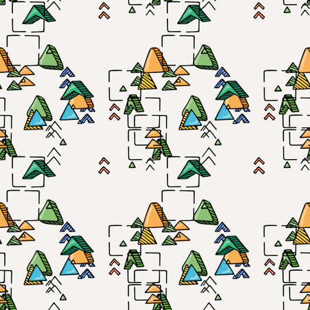 Hand drawn doodle seamless pattern. Vector geometric endless ornament.のイラスト素材