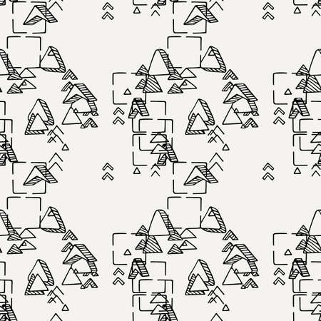 Hand drawn doodle seamless pattern. Vector geometric endless ornament.のイラスト素材