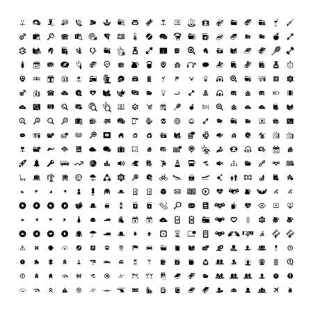 Set of 200 Universal Icons. Simple Flat Style. Business, internet, web design.のイラスト素材