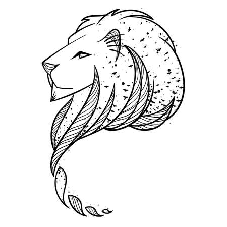 Lion Head Illustration. Print for textile or flyers and posters. Vector picture.のイラスト素材