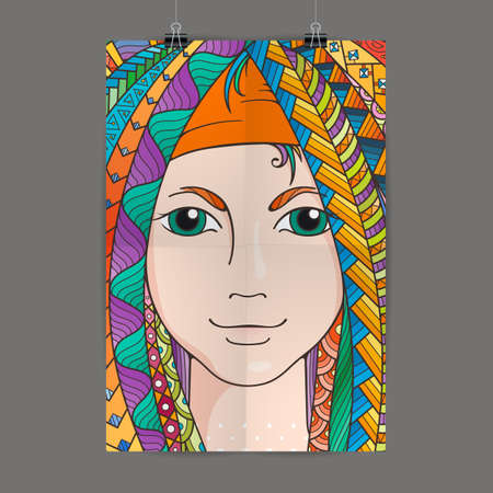 Stylish presentation of wall poster, magazine cover, design paper print template. Flyer or booklet design. Folder  design content background or backdrop.のイラスト素材