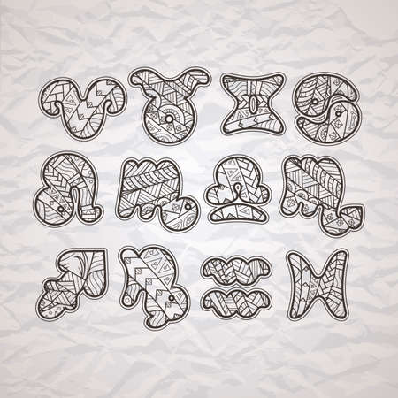 zodiac icons. Funny bubble style for children or party.のイラスト素材