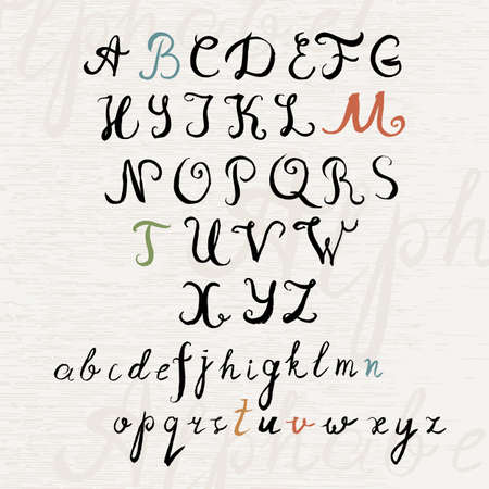 Handwritten brush style calligraphy font. Vector type.