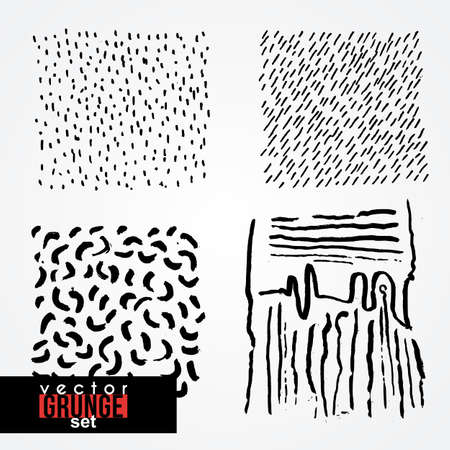 Set of dirty, scratched, painted with paints, inks elements. Vector collection.のイラスト素材