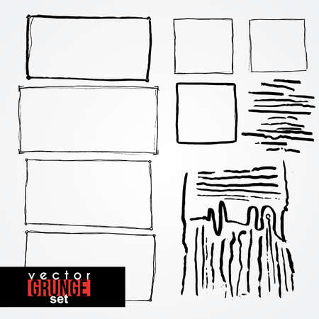 Set of dirty, scratched, painted with paints, inks elements. Vector collection.のイラスト素材