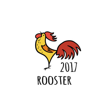 Rooster Logo template. 2017 vector illustration. Oriental zodiac symbol.のイラスト素材