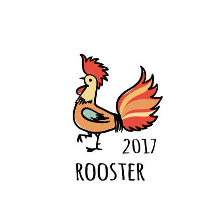 Rooster Logo template. 2017 vector illustration. Oriental zodiac symbol.のイラスト素材