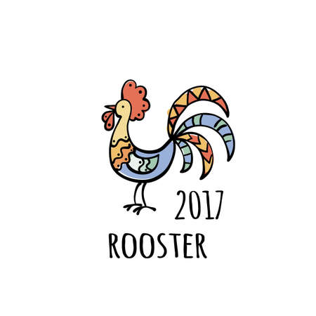 Rooster Logo template. 2017 vector illustration. Oriental zodiac symbol.のイラスト素材