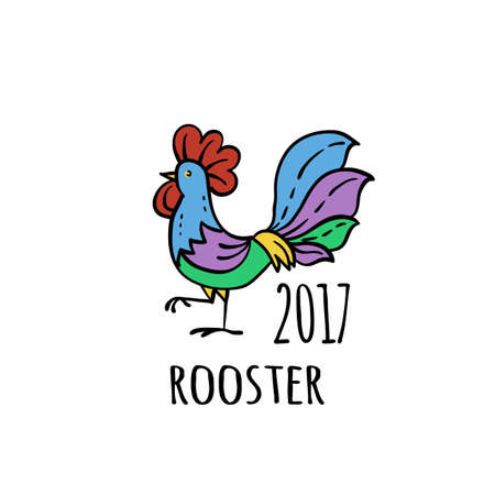 Rooster Logo template. 2017 vector illustration. Oriental zodiac symbol.のイラスト素材