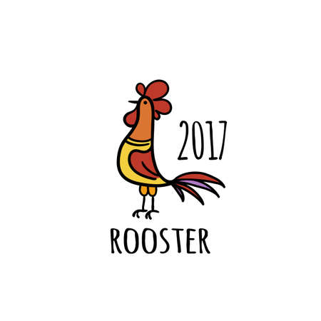 Rooster Logo template. 2017 vector illustration. Oriental zodiac symbol.のイラスト素材