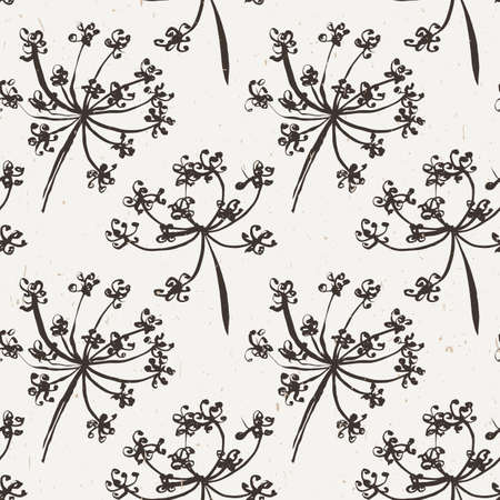 Seamless pattern with wet dandelion or milfoil flowers. Floral stylish endless wallpaper.のイラスト素材