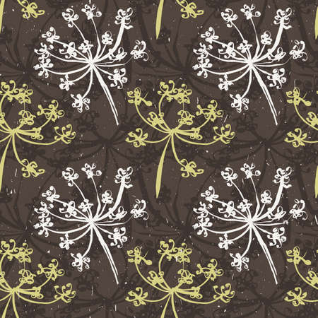 Seamless pattern with wet dandelion or milfoil flowers. Floral stylish endless wallpaper.のイラスト素材