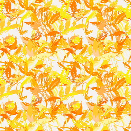 Ink feather seamless pattern. Hand drawn doodle vector background. Decorative design illustration with traced elements.のイラスト素材