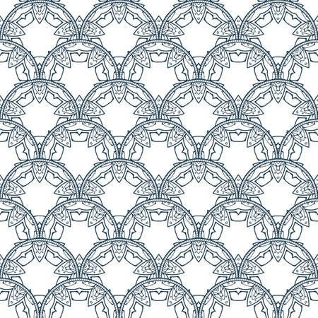 Patch Boho Flower Seamless Pattern. Mandala patchwork, oriental design. Wallpaper, furniture textile, fabric print, tile deco. Vector backgroundのイラスト素材