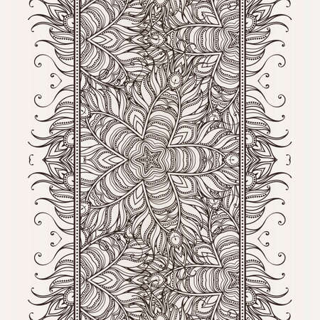 Seamless pattern border with mandala elements. Arabic vintage decorative ornament. Vector background.のイラスト素材