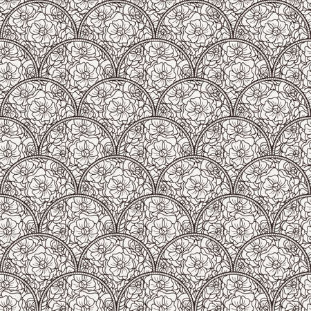 Flover wallpaper in the style of Art Nouveau. Seamless vector background.のイラスト素材