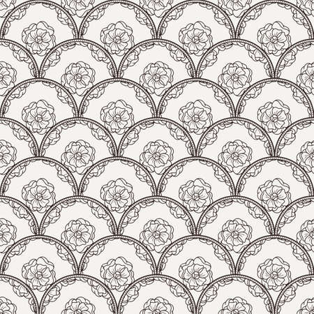 Flover wallpaper in the style of Art Nouveau. Seamless vector background.のイラスト素材
