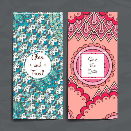Set of vector design templates. Brochures in random colorful style. Frames and backgrounds.  designs.のイラスト素材
