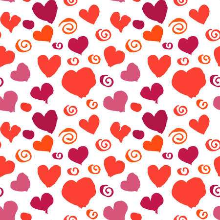 Black and white grunge hearts print seamless pattern, vector backgroundのイラスト素材