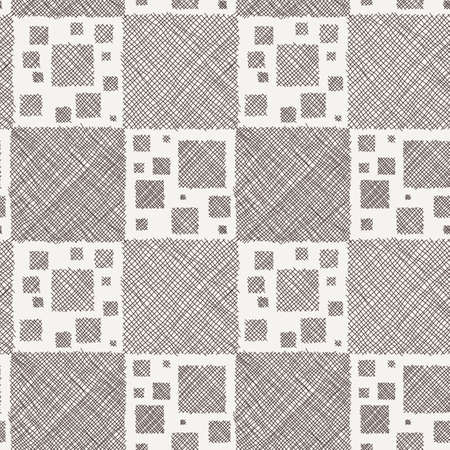 Seamless vector geometrical pattern with scribble squares. Simple ornamentのイラスト素材