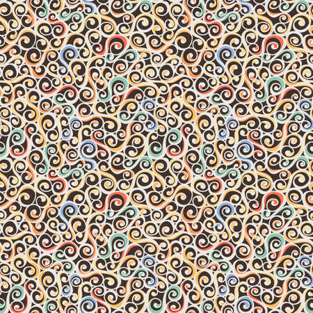 Seamless swirl pattern. Handdrawn doodle ringlets.のイラスト素材