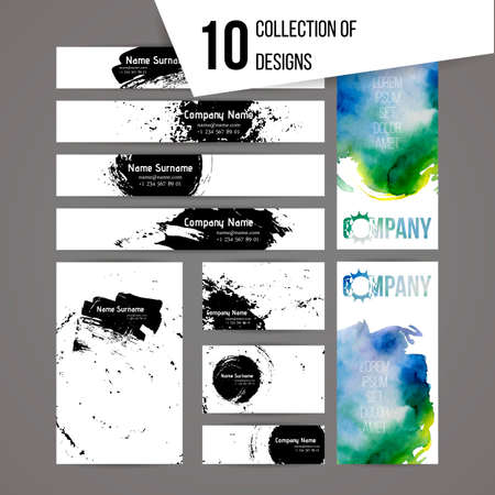 Set of abstract ink and splashes banners for web and design.のイラスト素材