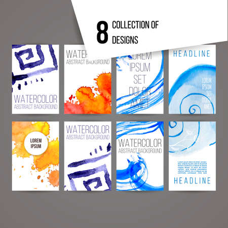 Set of abstract ink and splashes vector banners for web and design. Collection.のイラスト素材