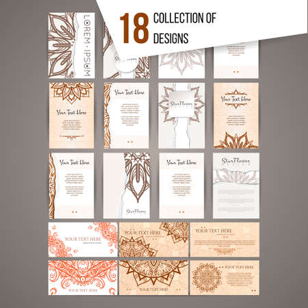 Big card set with Henna patterns and mandalasのイラスト素材