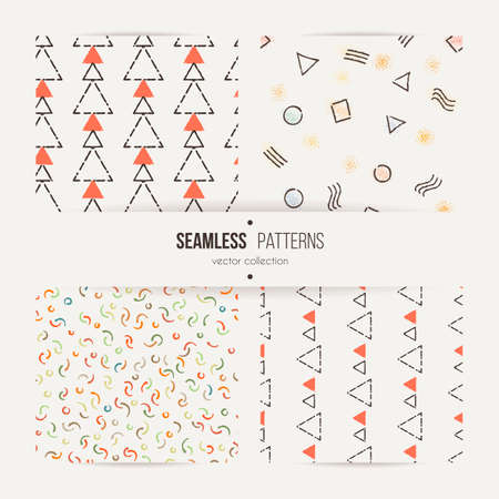 Abstract chaotic seamless set. Patterns collection.のイラスト素材