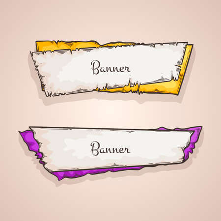 Old banners vector collection. Vintage torn paper and labels.のイラスト素材