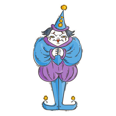 Angry evil clown with a bloody knifes. Vector illustration.のイラスト素材