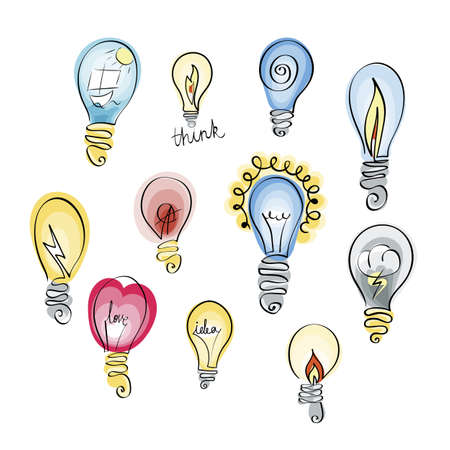 Set of light bulb icons.のイラスト素材
