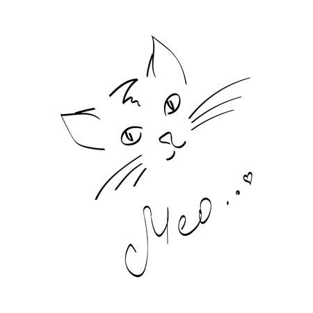 Doodle illustration of cute cat.のイラスト素材
