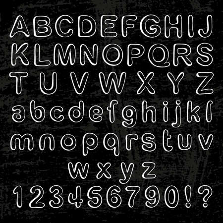 An illustration of chalk alphabet on blackboard.のイラスト素材